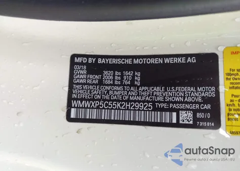 2019 Mini Hardtop Cooper z USA, uszkodzony, nr VIN WMWXP5C55K2H29925